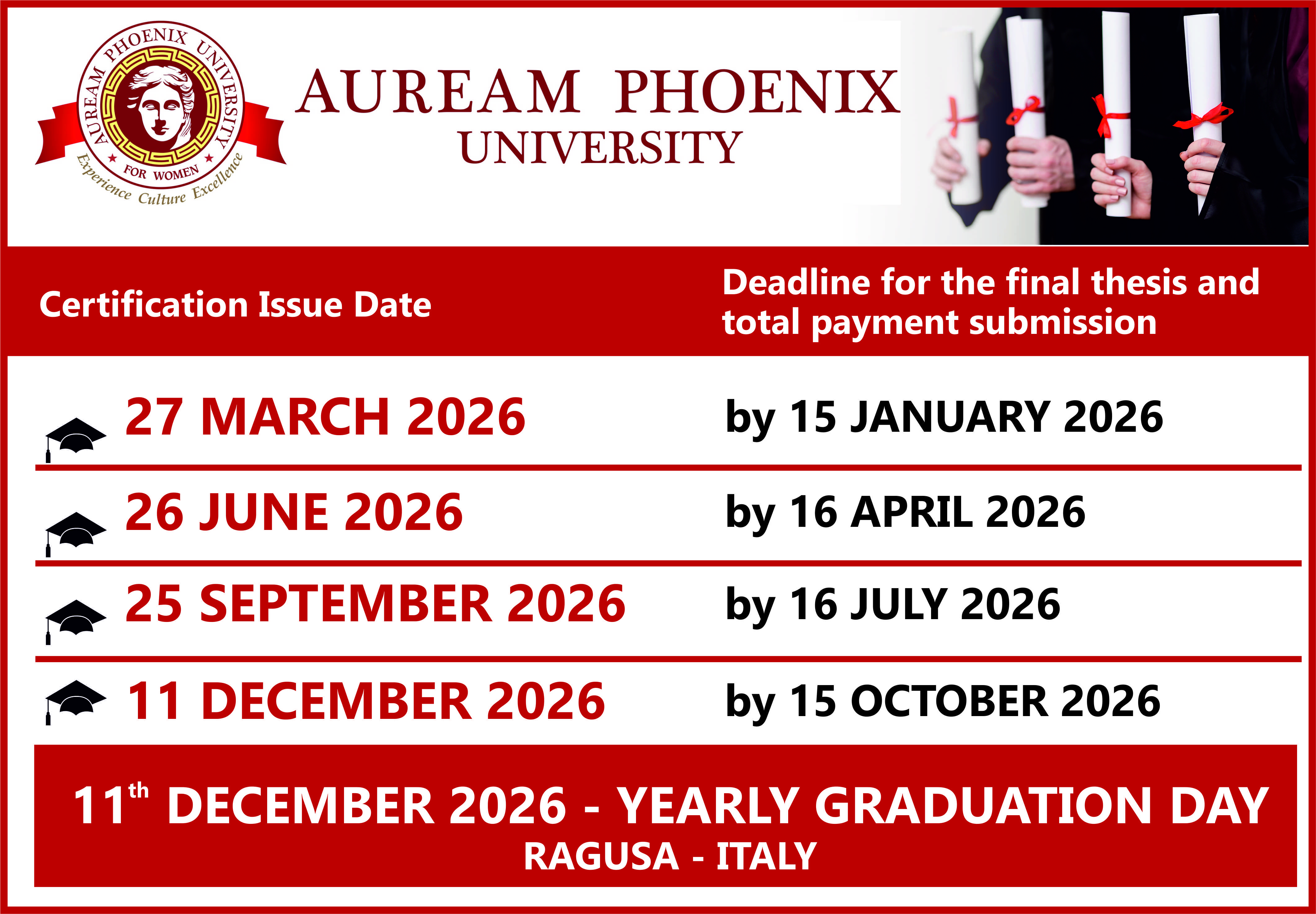 Calendar graduation day 2026